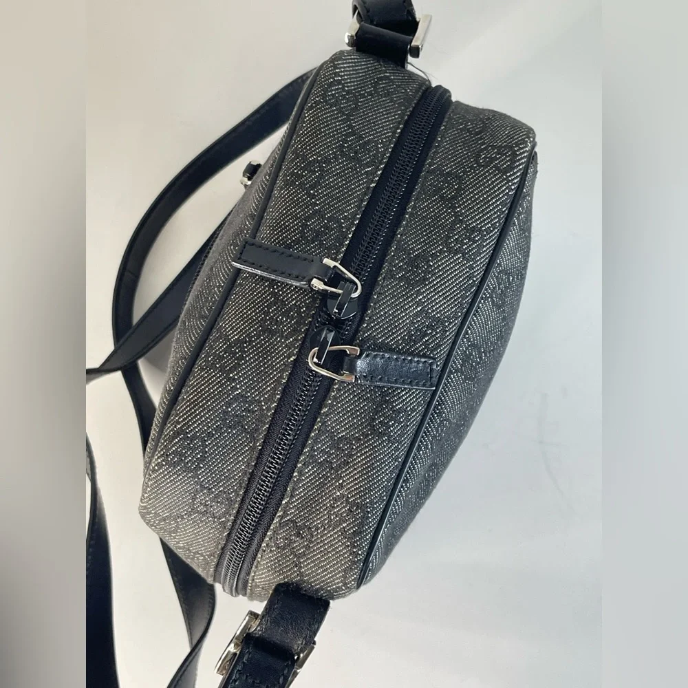 Gucci Black and Gray Monogram Messenger Bag